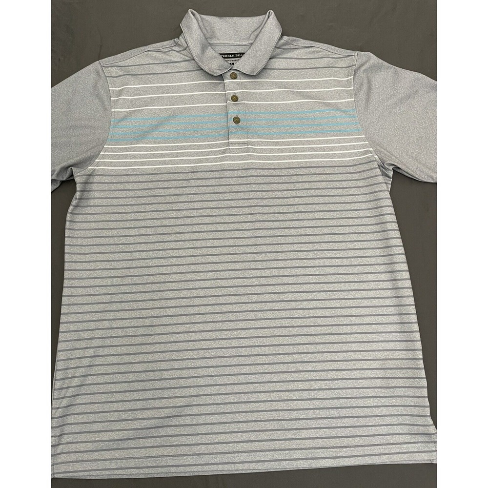 Pebble Beach Golf Dry Luxe‎ Performance Gray Golf Polo Shirt Men's Size Large - Picture 2 of 10